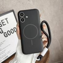 Liquid Silicone MagSafe magnetic Case with Wrist Strap for iPhone 12 13 14 15 16 iPhone 12 juoda