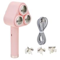 Hairball Trimmer 3 Head Adjustable USB Rechargeable Fabric Shaver for All Sizes of HairballsPink rožinė