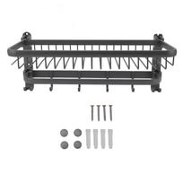 Foldable Towel Shelf with Towel Bars Hooks Punch Free Rust Resistant Space Aluminum Bathroom Towel pilka