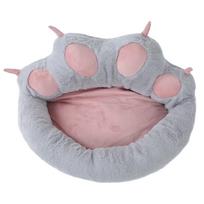 Cat Dog Kennel Cat Paw Print Shaped Machine Washable Removable Washable Sofa Pet KennelGrey pilka spalva
