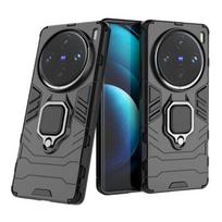 Skirta VIVO X100 X100s Pro 5G galinio dangtelio dėklas Atsparus smūgiams Šarvuotas Apsaugantis nuo kritimo Metalinis žiedas Laikiklis Magnetinis Apsaugos Funda Coque Telefonų dėklai CHINA&For VIVO X100 juoda