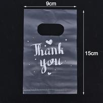 100 vnt Mini Ačiū Plastikiniai dovanų maišeliai Vestuviniai saldainių krepšiai Pirkinių krepšeliai 9*15cm gray