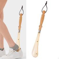 Wooden Shoe Horn, Dressing Aid Tool, Lightweight Boot Horn with Handle for Adults Home