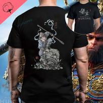 Black Myth Wukong Print Cotton T-shirt Wukong Game Group Image Pattern Men's Short-sleeved Shirt Monkey King Tshirt Tops S smėlis