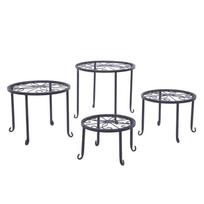 4pcs/set Yh-hj004 Plant  Shelf Black Paint Round Pattern Plant Stand Household Orangizer juoda