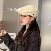 2024 Women's Small Head Beret with Large Brim - Reversible Summer Hat, Size 48XS Standard (53-58cm) chaki