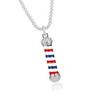 Hip Hop Barber Poles Chain Necklace Featuring 3D Designd Decoration for Professional Hairdressers Stylish Outfits sidabras
