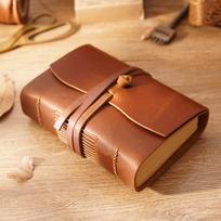 Storas retro karvės odos kiniško stiliaus užrašų knygelė-dienoraštis brown