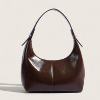 Spring and Summer Retro Shiny Underarm Oily Wax Texture Baguette French Niche Single Shoulder Dumpling Bag Handbag