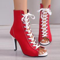 women's dancing shoes Jazz shoes latin tango Ballroom Swing Dance boots Fish mouth boots high heeled Gladiator sandals for ladie 35