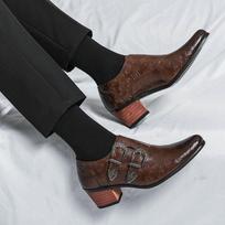 Nauji vyriški proginiai batai vestuvių mada siauri smailianosiai aukštakulniai užmaunami batai kvėpuojantys kasdieniai madingi vakarėliams odiniai batai D257 38 ruda