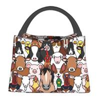 Farm Animals Farmhouse Animal Lunch Bag Waterproof Insulated Canvas Cooler Bags Thermal Food Picnic Lunch Box for Women 28x17x16CM juoda
