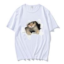 Funny Cat 3D Print Tshirts Casual Harajuku T-Shirt Women Men Tees Summer Short Sleeve Cotton T Shirts Fashion Kawaii Anime Tops XS balta