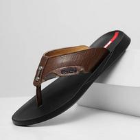 Vasarines vyriškos šlepetės Aukštos kokybės flip-flop'ai Madingos odinės šlepetės Neslystančios kvėpuojančios lengvos basutės Mokasinai vaikščiojimui 38 ruda