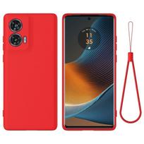 Solid Color Liquid Silicone Dropproof Full Coverage Phone Case For Motorola Edge 50 Fusion raudona