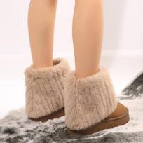 Winter long tube women's fur integrated snow boots short hair fluffy flat-bottomed tube warm snow cotton shoes warm 36 kupranugaris