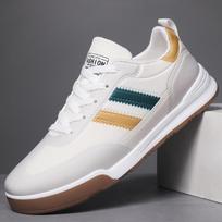 2025 new German training men's shoes spring trend canvas Forrest Gump shoes men's casual sports non-slip small white flat shoes 39 smėlis