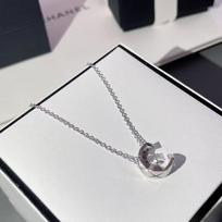 Deimantinis languotas vandens ledo mėnulio vėrinys moterims, mados pusmėnulio formos pakabukas su raktikaulio grandinėle 925 Silver