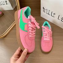 Spring 2024 new German training shoes thick baseplate shoes women's comfortable and versatile height increase retro Maillard sports tide 35 rožinė raudona spalva