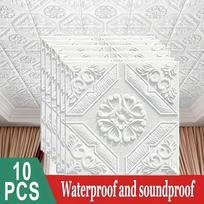 Set of 10 DIY 3D European Wall Tiles (13.78x13.78 Inches) - Self-adhesive Foam Wall Boards for Decorating Living Rooms, Bedrooms,Ceilings and TV Walls balta