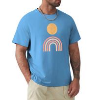 Mid-Century Modern Gold Pink On Green T-Shirt Vintage Anime Shirt Blouse Shirts Graphic Tees Anime Figures Shirts Men Graphic S vidutiniškai mėlyna spalva