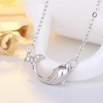 Dolphin Pendant Big Fish Begonia Necklace Women's Fashionable Clavicle Chain Necklace beige