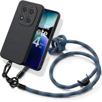 Case for Xiaomi Redmi Note 14 Pro Plus 5G/Note 14 Pro+ 5G - Black Silicone with Blue Robust Cord