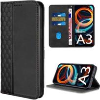 Coque pour Xiaomi Redmi A3 - Noir - Etui Folio Antichoc en Cuir Synthétique avec Porte-Cartes et Support, Motif Mosaïque