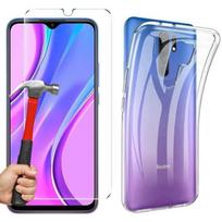 Coque pour Redmi 9 (6,53 ) Souple Protection Renforcée Anti Choc Silicone avec Verre Trempé
