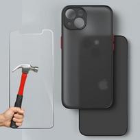 Case for iPhone 13 - E.F.CONNECTION - Semi-rigid - Black - Tempered Glass - Soft to the skin