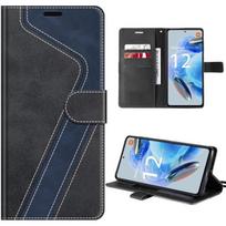 Coque pour Xiaomi Redmi Note 12 Pro 5G, Housse Bicolore en Cuir PU avec Poche à Cartes et Support, Motif Epissée - Noir