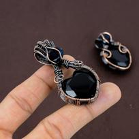 Spinel, Blue Topaz Handmade Copper Wire Wrap Jewelry Pendant 2.36  e7T58