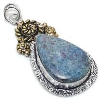 Ruby in Fuchsite Ethnic 925 Sterling Silver Jewelry Two Tone Pendant 2.40  n9t22