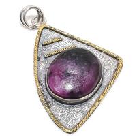Ruby in Zoisite  Ethnic 925 Silver Two Tone Pendant 2.68  P7l62