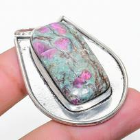 Ruby in Fuchsite Ethnic 925 Sterling Silver Jewelry Pendant 2.01  n9f24