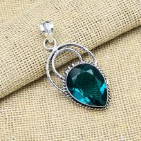 Indicolite Tourmaline Gemstone Jewelry Handmade 925 Sterling Silver Pendant For Mother Gift 1.96 Inches mėlyna