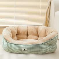 Kennel Winter Warm Four Seasons Universal Small Dog Teddy Bichon Bed Sofa Cyber Celebrity Cat Nest Pet Supplies Accessories M-53x43x20cm žalia