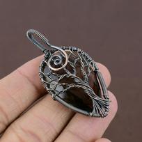Natural Tree Of Life Smoky Topaz Gemstone Copper Wire Wrap Pendant 2.36  n4u41