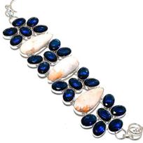 Orange Scolecite, Topaz Handmade 925 Sterling Silver Bracelet 7-8  F0d01
