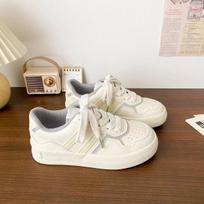 Hong Kong style chic leather surface white shoes women's 2024 popular versatile sports and leisure board shoes student running shoes women's shoes 35 smėlis