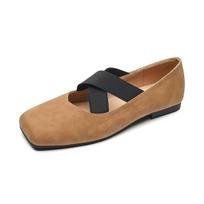 Weiwei Girl 8929-3 Silver Ballet Shoes Women's Light Mouth Vintage Cross Strap Square Head Single Shoes Women's Soft Sole 35 ruda