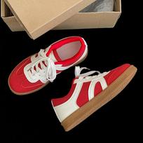 Red retro versatile platform German training shoes women's 2025 new spring and autumn lightweight height increase casual low-top sports board shoes 35 raudona