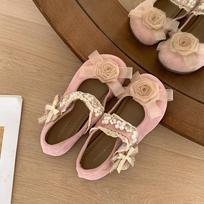 Fashion temperament retro French light mouth ballet flat-soled single shoes women's 2025 new spring skirt Mary Jane shoes 35 rožinė