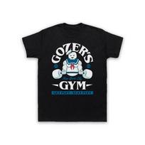 Men's  Gozers Gym  Marshmallow Parody T-Shirt - Black Cotton, Short Sleeve, Casual Fit, All-Season Wear S juoda
