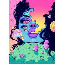 Purple Anime Comic Girl Poster Fantasy Multiple Eyes Female Canvas Painting Abstract Modern Wall Art for Living Room Home Decor 21cm×30cm NoFrame
