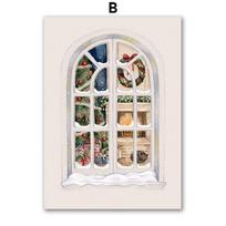 Paris Christmas Tree Shop Vase Plant Socks Gift Wall Art Canvas Painting Posters And Prints Wall Pictures For Living Room Decor 21cm×30cm NoFrame