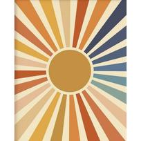 Minimalist Watercolor Sun Poster Sunshine Gold Sun Canvas Painting Mid Century Modern Bohemian Wall Art Living Room Home Decor 21cm×30cm NoFrame