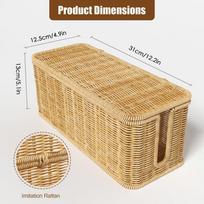 Rattan Cord Hider Box Open Storage Box Breathable Cable Box Organizer Wire Box Cable Hider Box Natural Finish For Tidy Work