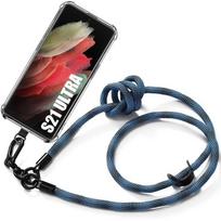 Case - BOOLING - for Samsung Galaxy S21 Ultra - Shockproof Protection - Anti-Scratch - Removable Shoulder Strap mėlyna
