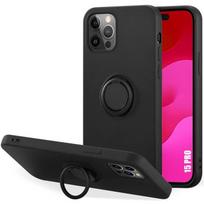 Silicone Case - for iPhone 15 Pro - Shockproof - Stand Ring - Black - Flexible juoda